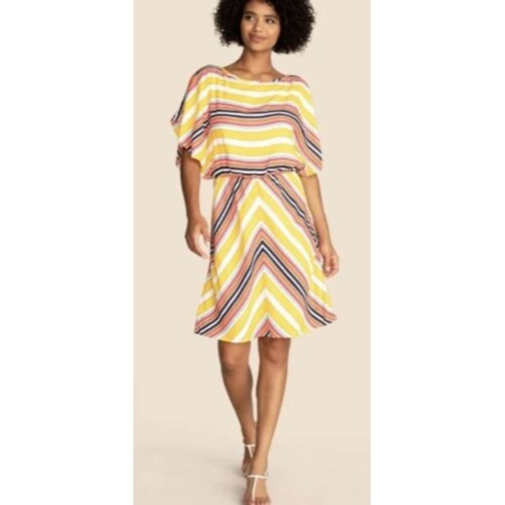 Trina Turk Size M Easy On The Eyes Striped Multicolor Dress Boho Whimsical